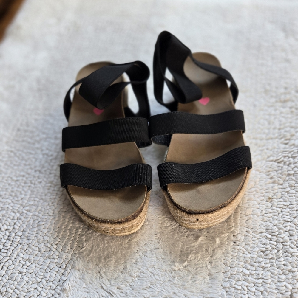 Girls Black Strappy Sandals